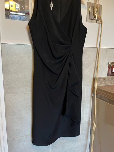ARMANI COLLEZIONI Black Sleeveless Dress with Gather & Drape Front Size 12 NWT - Picture 2 of 6