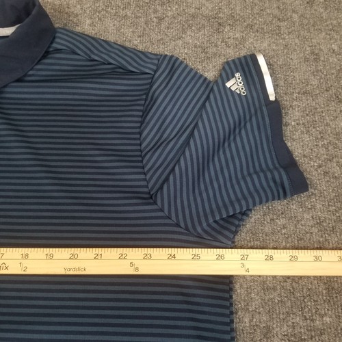 Adidas Polo Golf Shirt Blue Striped Short Sleeve Tennis Climachill Men’s 2XL - Picture 12 of 15