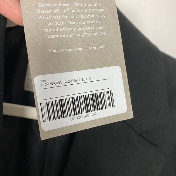 Everlane the 80s Blazer Black Womens 0 Oversized Jacket Career Professional