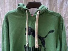 Mens Puma Green Cotton Blend Drawstring Sports Hoodie Size L 41-44'