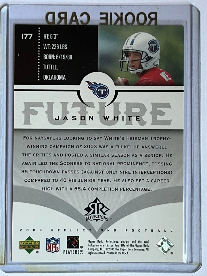 JASON WHITE 2005 UD REFLECTIONS ROOKIE #24/25 LIMITED LOW RUN TITANS OU SOONERS - Image 2 of 3