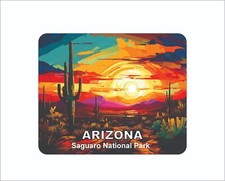 Arizona Cactus Park Mouse Pad Mountains Watercolor Painting Art 7 3/4 x 9"