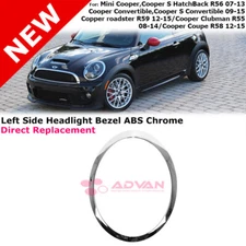 Headlight Trim Chrome Ring Left Side For Mini Cooper 07-15 Bezel LH Driver