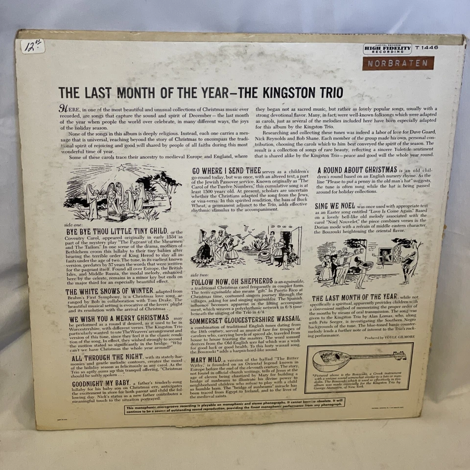 The Kingston Trio The Last Month Of The Year (Vinyl, 1960) Capitol T 1446 Good - Image 3 of 4