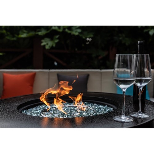 Round Propane Gas Fire Pit Table W/ Glass Beads Metal Lid & Cover 50000 BTU New - Picture 4 of 13