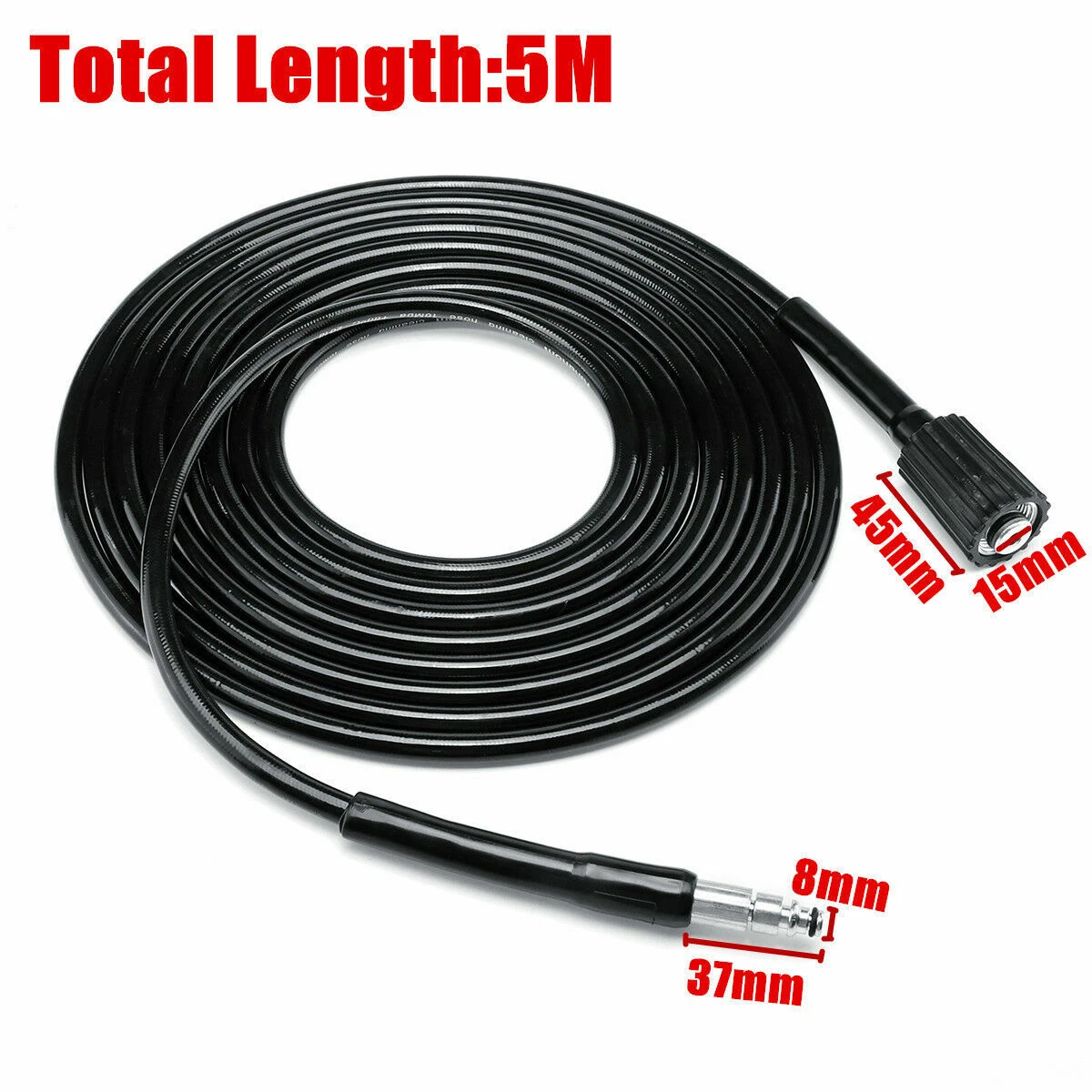 5M High Pressure Washer Hose Quick Connect For Black and Decker PW1600 PW1700