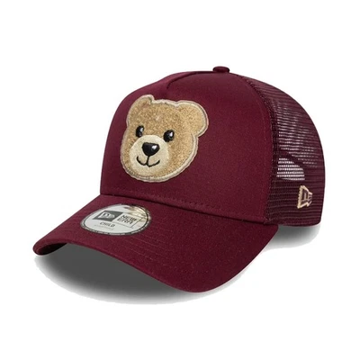 New Era Cap Kid's Boucle Teddy Bear Maroon Snapback Trucker Hat - Child 4-6 Yrs