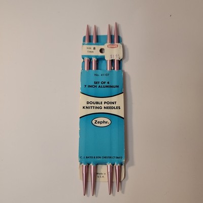 Vintage CJ Bates Zephr Double Point Knitting Needles Size 8 5mm Set of 4 NOS