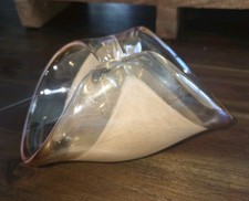 Vintage Murano Art Glass Vase Folded Freeform Clear Italian Hand Blown 6 94