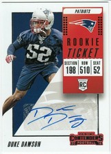 2018 Panini Contenders Rookie Ticket Variation Auto DUKE DAWSON 262 Patriots 150
