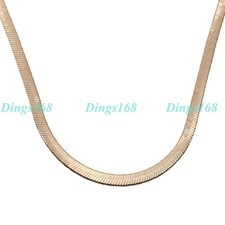 Real 18K Rose Gold Filled Tarnish-Free 4mm 22" Italian Flat Snake Chain Necklace