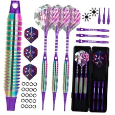 Darts Plastic Tip Set 3pcs with Carrying Case+6 Dart Flights+6pcs Shafts+6pcs 