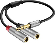 1/4 inch TRS Stereo Splitter Y Adapter, 6.35mm Stereo Male to Dual 6.35 mm TS Mo