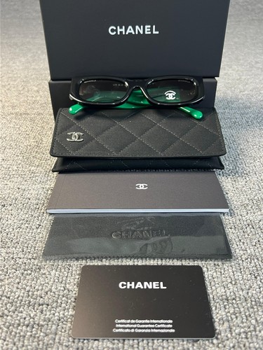 Chanel Black & Green Sunglasses – Classic Rectangular Frame - Picture 10 of 10