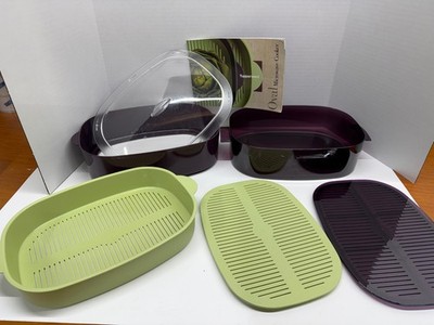 Tupperware Microwave Stack Cooker Steamer Set 6 Piece 2 1/4 Quarts Oval - Manual