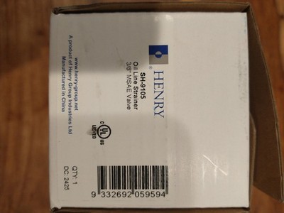Henry SH-9105 Oil Line Strainer 3/8'' with MSAE Valve