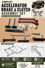 Accelerator Brake Clutch Pedal Assemblies Set Fit Willys Jeep Mb Gpw Cj2a Cj3a