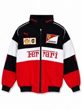 Vintage Ferrari F1 Racing Jacket Mens Medium Red Black Quilted Embroidered