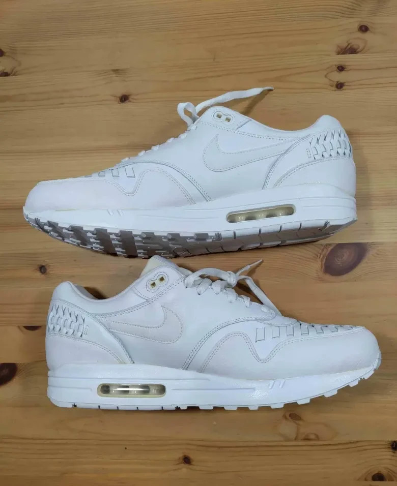 Nike Air Max 1 Woven Leather White Men's Size 15 Sneakers 725232