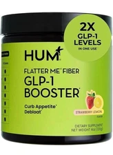 HUM GLP-1 Booster Flatter Me Fiber Strawberry Lemon 4 oz Appetite Support