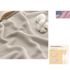 Soft Herringbone Woven Cotton Blanket - Queen 90x90 inches for All Seasons