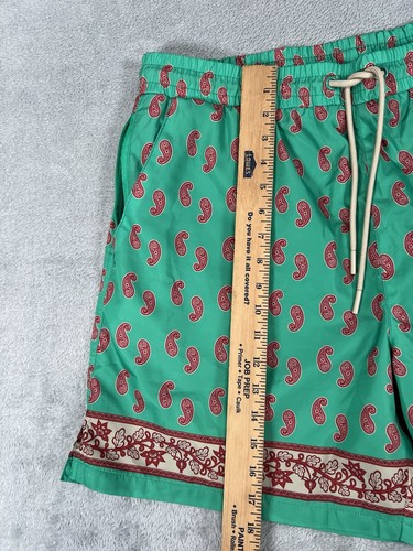 Maison Article Premium Select Mens XL Green Red Paisley Shorts Mesh Lined - Picture 8 of 12