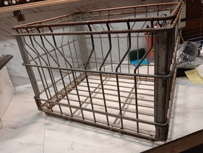 テント・タープ Vtg wire l milk crate USA 70's Vintage 1970s Galvanized Metal Wire Dairy Milk Crate ~ 18