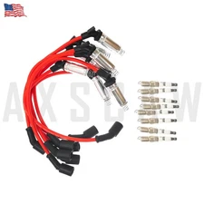 High Performance 8x Spark Plugs and 8x Wires Set For Chevy GMC 4.8L 5.3L 6.0L V8