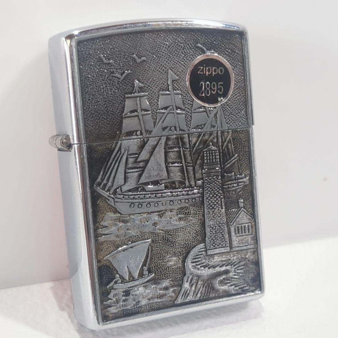 ZIPPO - ZIPPO 2895 船 灯台 盾付き 2005 XVI オイルライター Zippo 2895 Ship Lighthouse With Shield 2005 Xvi Oil Lighter