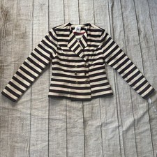 Cabi 5094 Cruise Jacket Navy Cream Red Stripe Nautical Size Medium Blazer