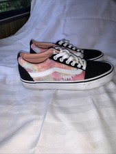 Vans Old Skool Black Canvas Tye Dye Skate Shoes Womens 6.5