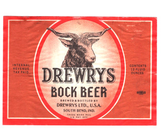 Etichetta birra Drewrys Bock IRTP curva sud IN anni 30 40 12 once