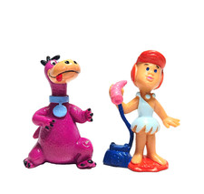 2 Vintage Flintstones Figures Bullyland Wilma Dino