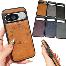 Leather Case Mag Safe Cover For Google Pixel 10 9 Pro XL 9A 8 Tempered Glass