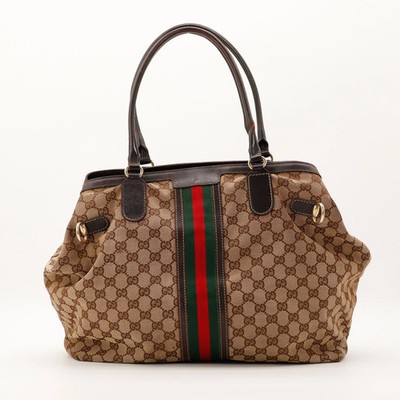 Gucci Tasche Tote Web Shopper Canvas Monogrammiert Beige Vintage Original