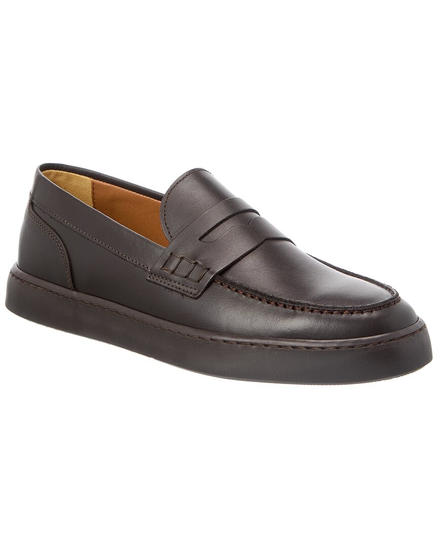 M By Bruno Magli Magnifico Leather Slip-On Sneaker Men's Brown 8.5