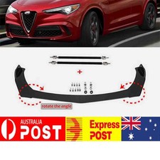 Front Bumper Lip Splitter Spoiler + Strut Rods For Alfa Romeo Giulia 2015-2023 S