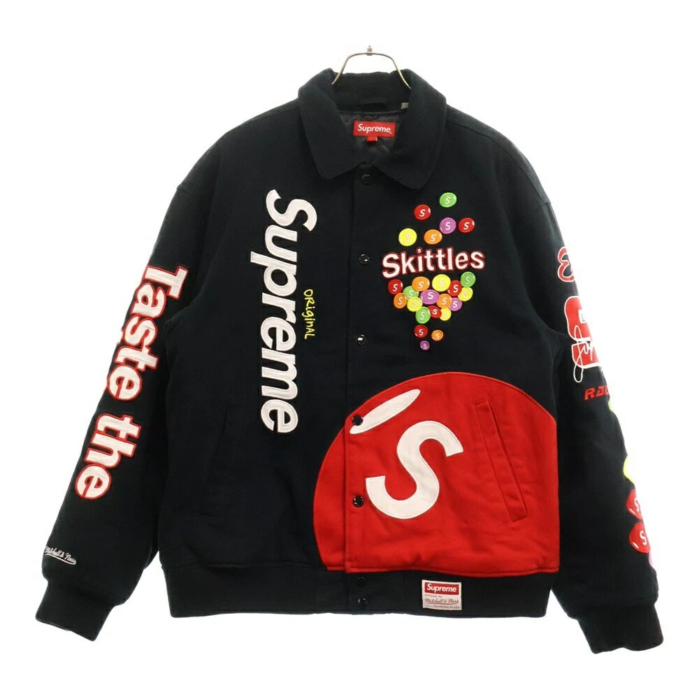 Jupes Supreme taille L 21Aw Mitchell Ness veste universitaire Skittles FkL95