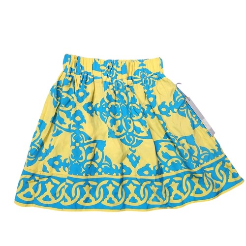Alice & Trixie Mini Skirt Size XS Yellow Blue 100% Silk