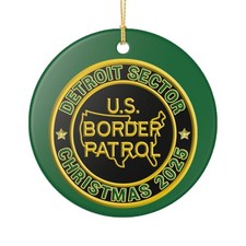DETROIT SECTOR BORDER PATROL BPA 3" CERAMIC CHRISTMAS ORNAMENT MADE IN THE USA S