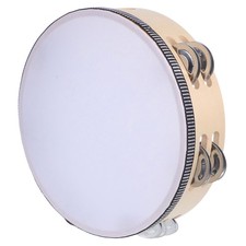 Handheld Tambourine: Double Row Jingles Bell Drum - Wooden Percussion