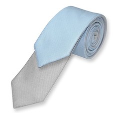 Biagio TWO-SIDED NeckTie Solid BABY BLUE and SILVER GREY Mens Neck Tie
