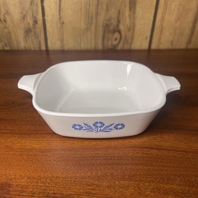 CorningWare P-41 Petite Pan Blue Floral Square Ceramic Casserole Pan