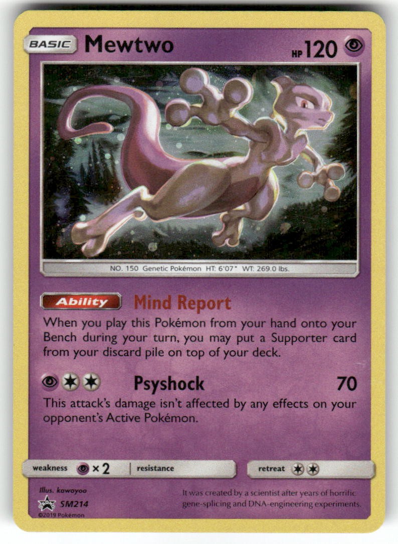 MEWTWO - - SM214 - Moderately Played - Sun & Moon Promo - Holo Promo - Pokemon
