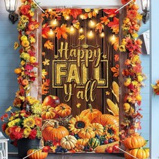 Happy Fall Y'all Door Banner 3x6FT Thanksgiving Maple 3x6FT, multicolor