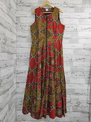 Custom made by Gitas Portal African Maxi Dress Sleeveless Front Zip Womens L