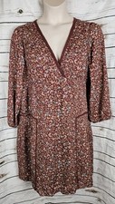 Lucky Brand Rust Floral Shift Dress XXL Lace Trim Viscose Boho Peasant Womens