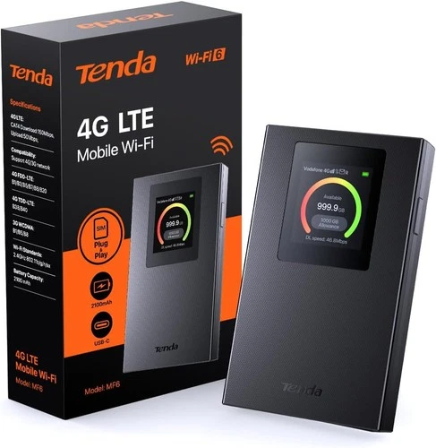 Tenda MF6 Mobiler WLAN Router Wi-Fi 6 2100 mAh Akku USB-C Plug & Play WPA3 4G LT