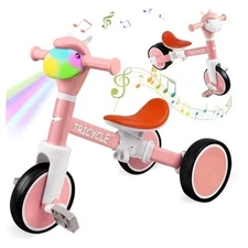 Tricycle for Toddlers 1-5 Year Olds, Toddler Balance Bike for Boys Girls 2 Pink