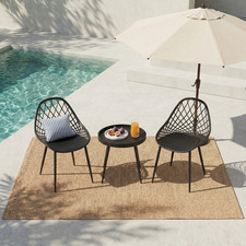 Compact Outdoor Bistro Set 2 Seater Black Patio Table Chairs for Garden Balcony